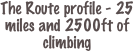 The Route profile - 25 miles and 2500ft of climbing